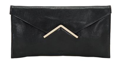 Envelope Clutch, &pound;90, Handbags, Black, Leather, Front view